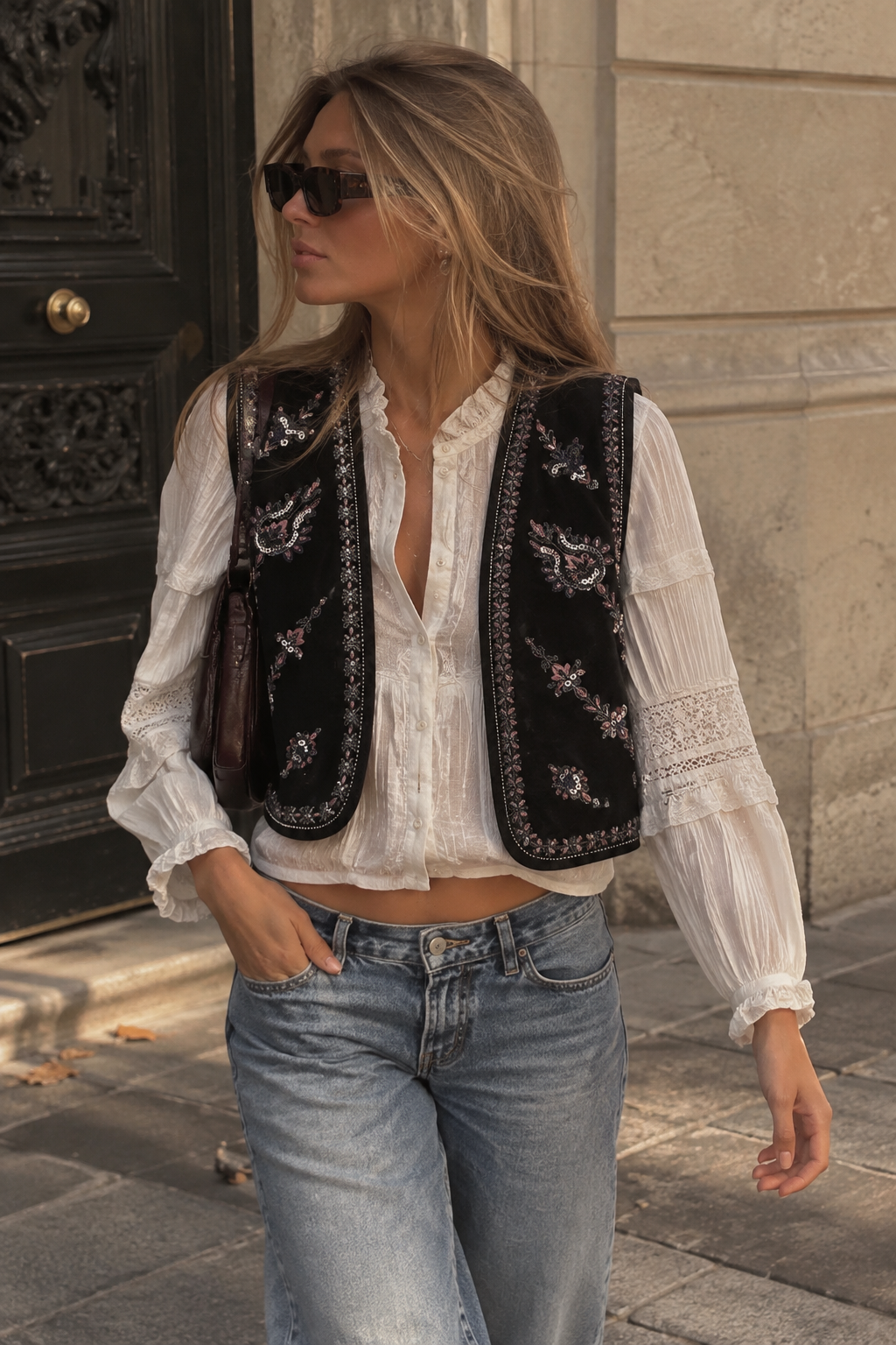 SELÈNE★STAR | Chaleco bordado floral