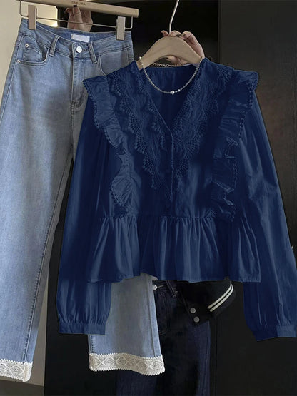 SELÈNE★STAR | Blusa cuello pico volantes