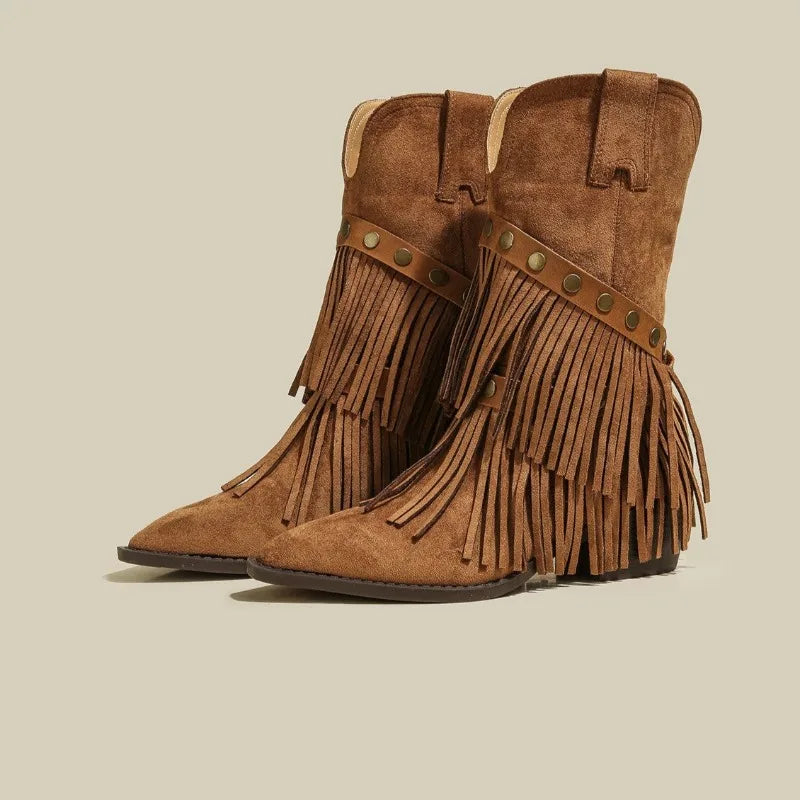 SELÈNE★STAR | Botas Cowboy Flecos