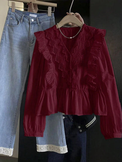 SELÈNE★STAR | Blusa cuello pico volantes