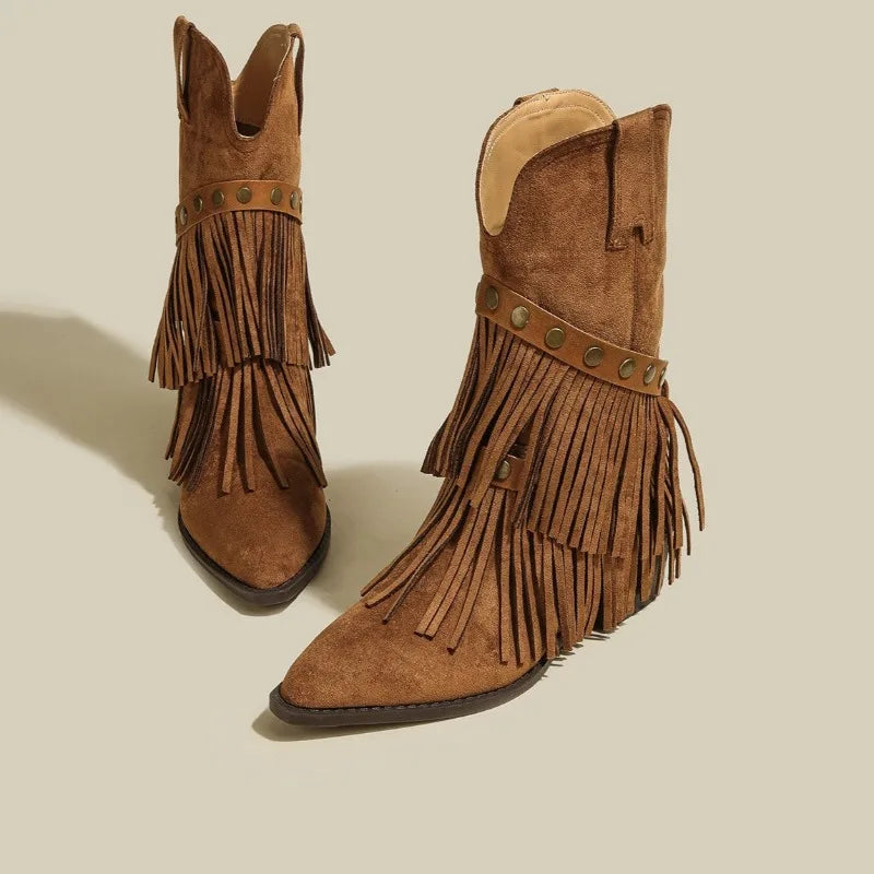 SELÈNE★STAR | Botas Cowboy Flecos