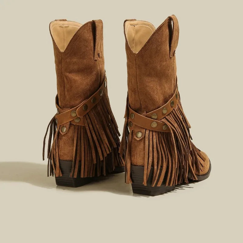 SELÈNE★STAR | Botas Cowboy Flecos