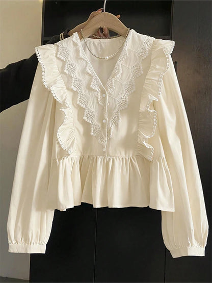 SELÈNE★STAR | Blusa cuello pico volantes