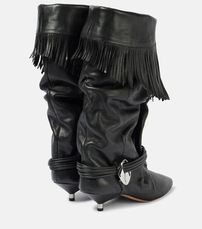 SELÈNE★STAR | Botas de Piel con Flecos