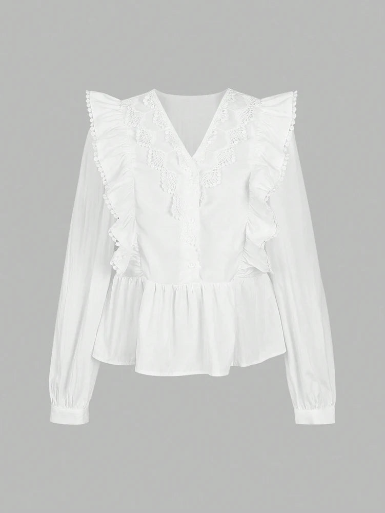 SELÈNE★STAR | Blusa cuello pico volantes