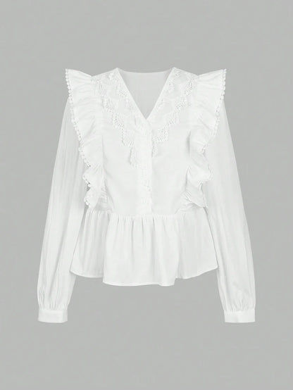 SELÈNE★STAR | Blusa cuello pico volantes
