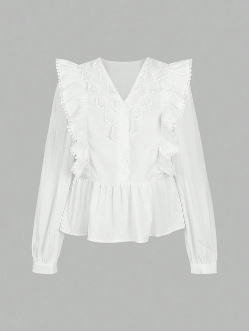 SELÈNE★STAR | Blusa cuello pico volantes