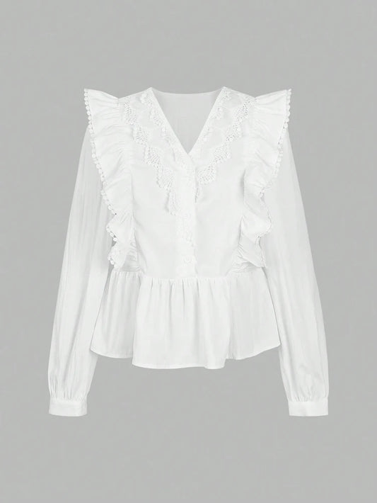 SELÈNE★STAR | Blusa cuello pico volantes